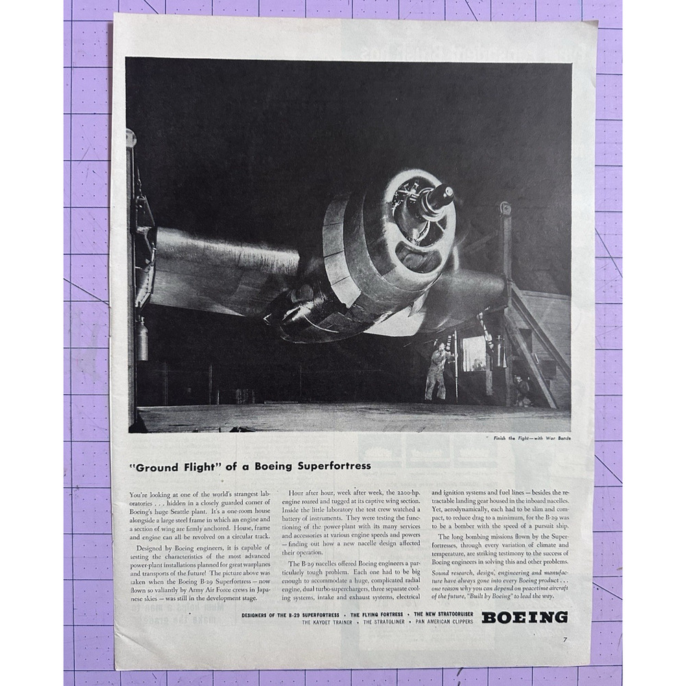 1945 Boeing Airplanes Ground Flight Superfortress War Vintage Print Ad